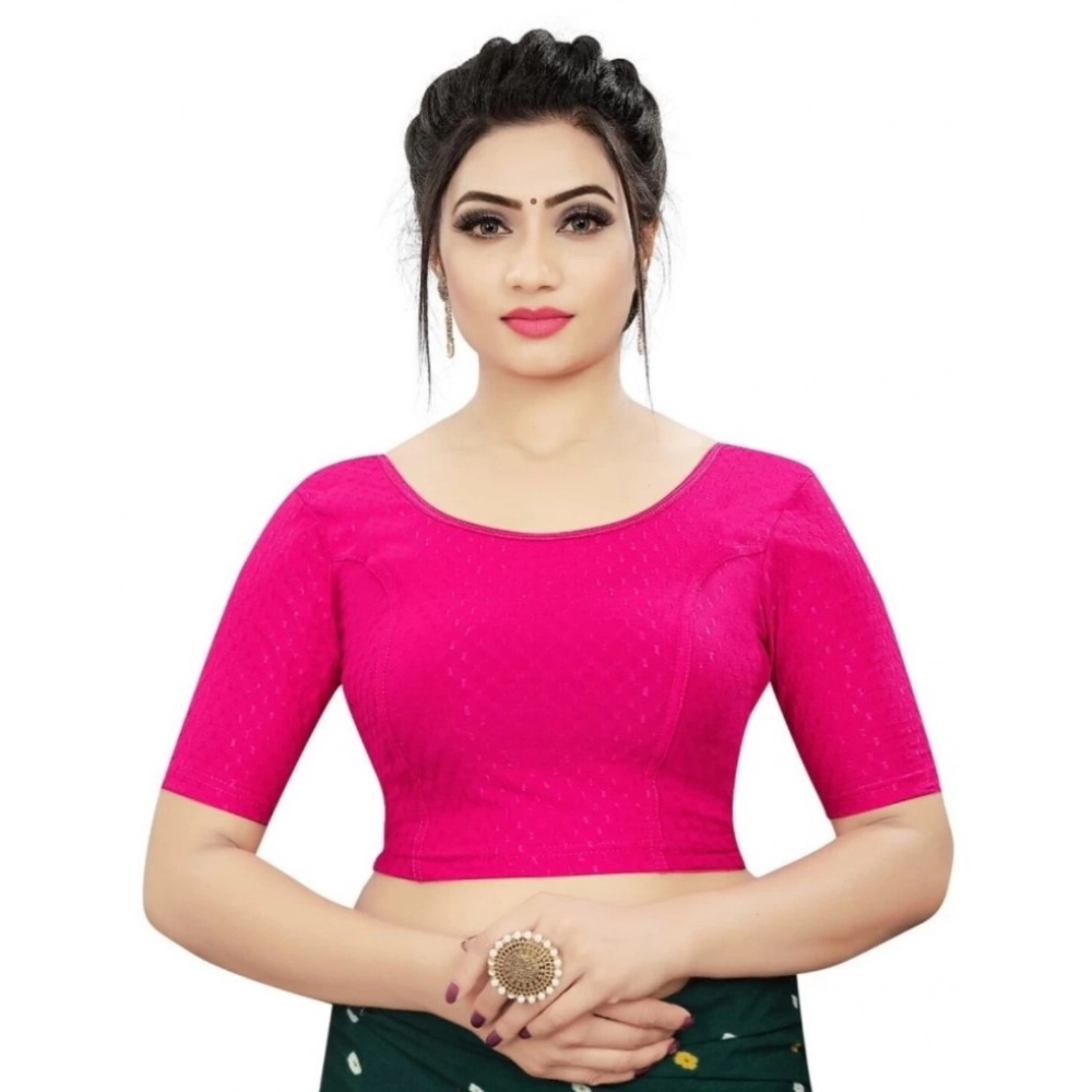 Generic Women's Cotton Lycra Blend Solid Non Padded Readymade Blouse (Rani, Size: Free Size)
