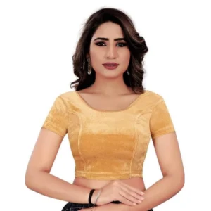 Generic Women'sย Velvet Solid Non Padded Readymade Blouse (Beige, Size: Free Size)