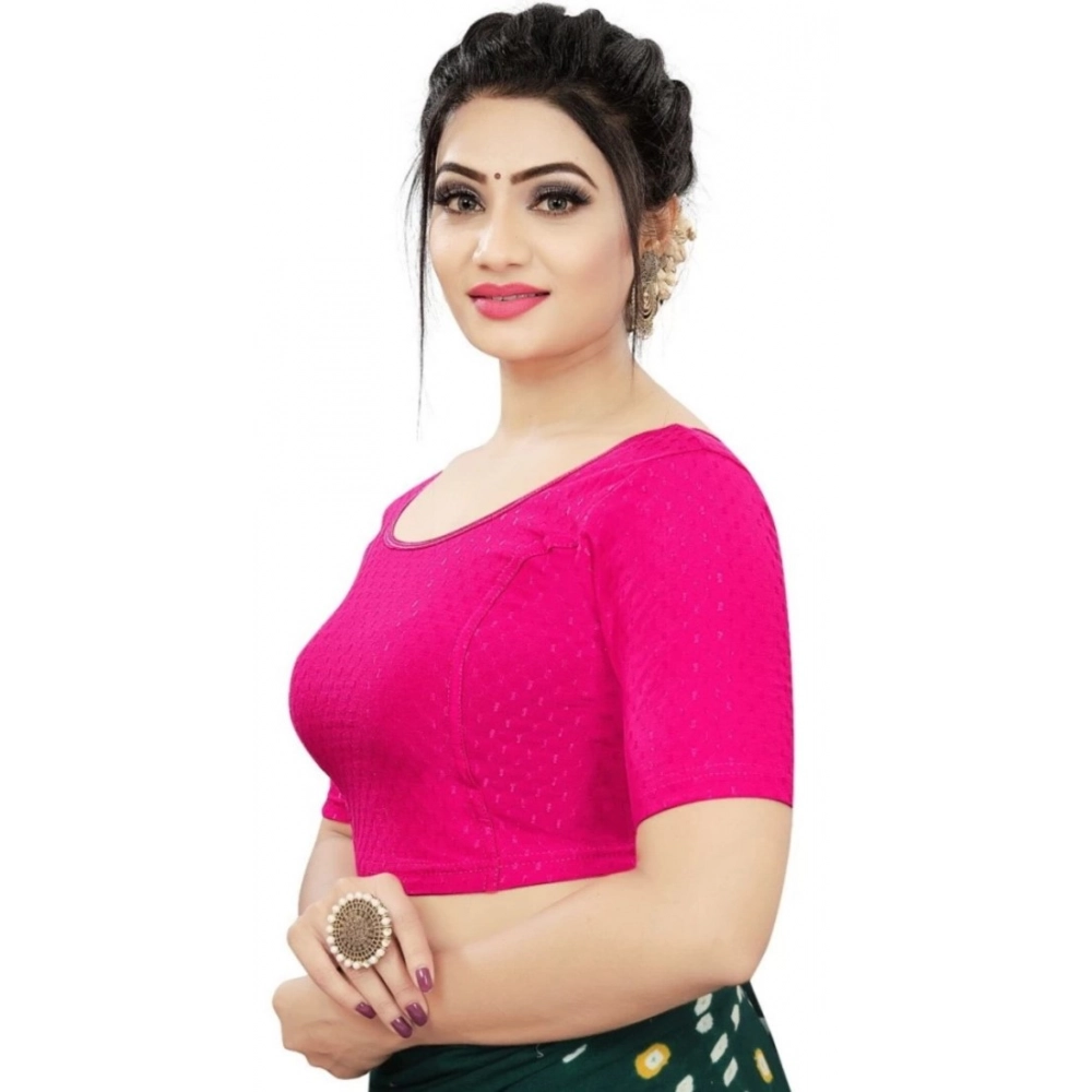 Generic Women's Cotton Lycra Blend Solid Non Padded Readymade Blouse (Rani, Size: Free Size) - Image 3