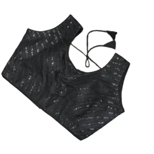 Generic Women'sย Cotton Silk Embellished Padded Cup Readymade Blouse (Black, Size: Free Size)