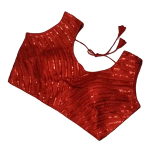 Generic Women'sย Cotton Silk Embellished Padded Cup Readymade Blouse (Red, Size: Free Size)