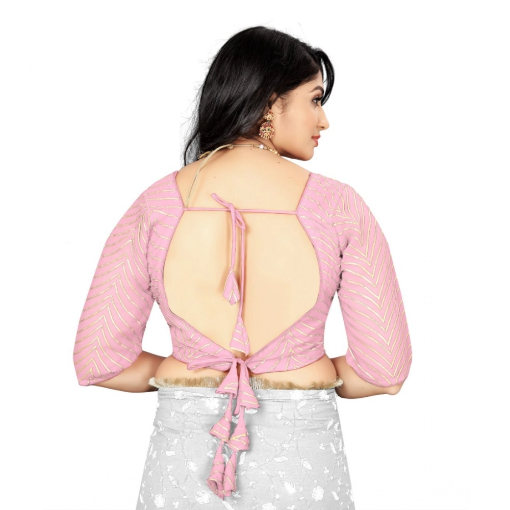 Generic Women's Georgette Embroidery Readymade Blouse (L.Pink, Size: Free Size) - Image 4