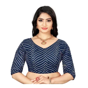 Generic Women'sย Georgette Embroidery Readymade Blouse (Navy Blue, Size: Free Size)