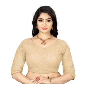 Generic Women'sย Georgette Embroidery Readymade Blouse (Cream, Size: Free Size)