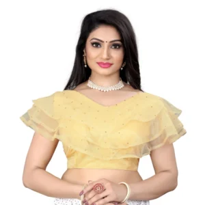 Generic Women'sย Nylon Diamond Work Readymade Blouse (Beige, Size: Free Size)