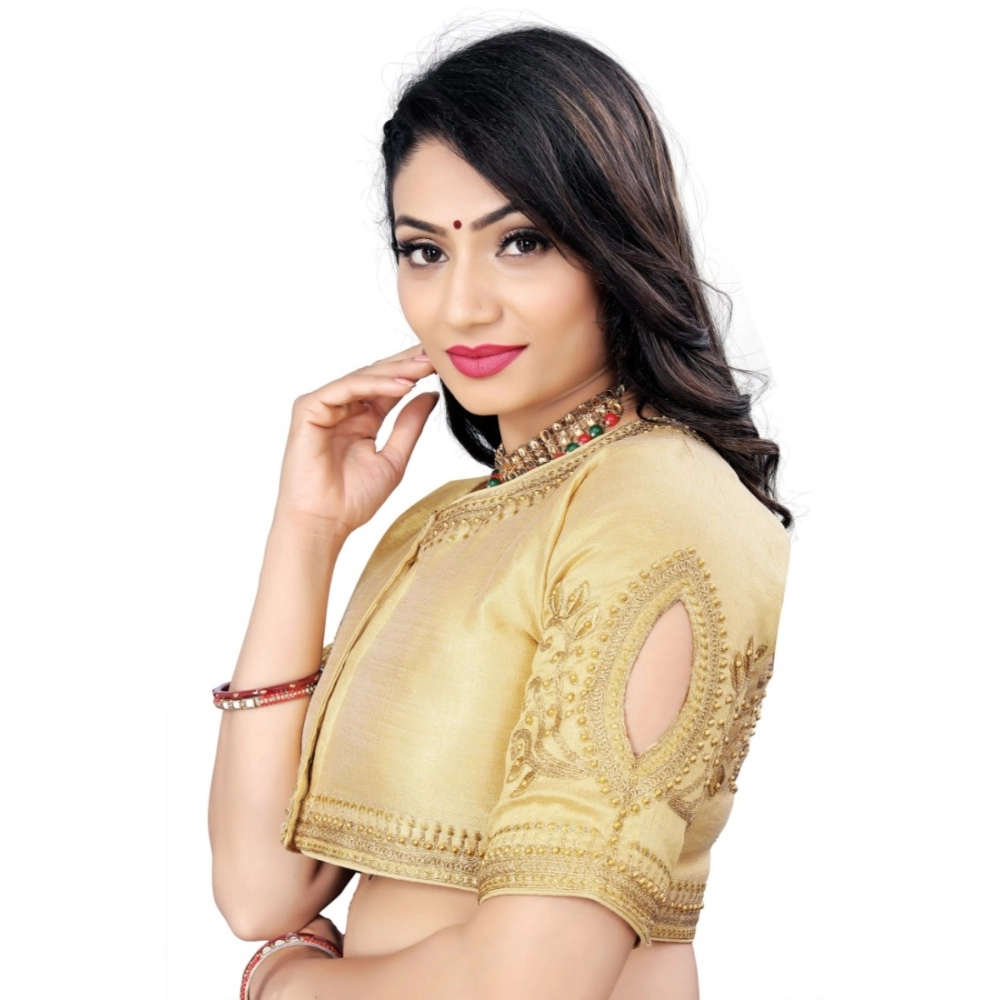 Generic Women's Phantom Embroidery Readymade Blouse (Beige, Size: Free Size) - Image 3