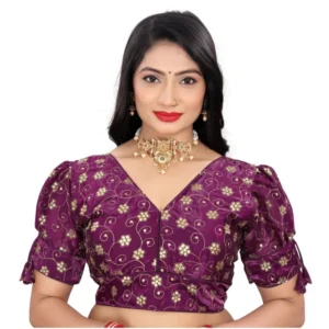 Generic Women'sย Jimmy Choo Embroidery Readymade Blouse (Purple, Size: Free Size)