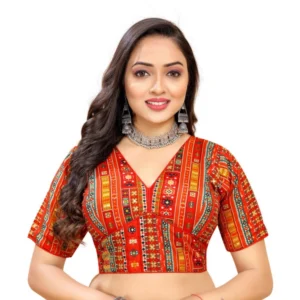 Generic Women'sย Cotton Blend Plain Readymade Blouse (Red, Size: Free Size)