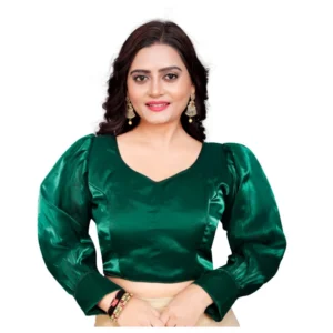 Generic Women'sย Organza Plain Readymade Blouse (Green, Size: Free Size)