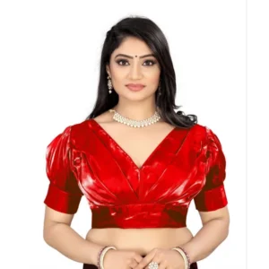Generic Women'sย Organza Plain Readymade Blouse (Red, Size: Free Size)