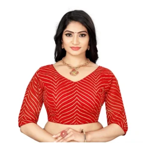 Generic Women'sย Georgette Embroidery Readymade Blouse (Red, Size: Free Size)