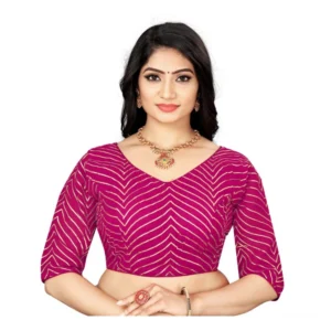 Generic Women'sย Georgette Embroidery Readymade Blouse (Pink, Size: Free Size)