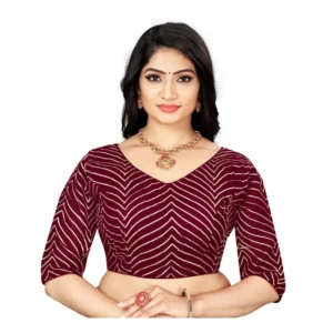 Generic Women'sย Georgette Embroidery Readymade Blouse (Maroon, Size: Free Size)