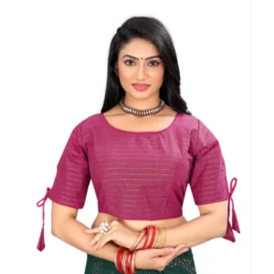 Generic Women'sย Cotton Thread Work Readymade Blouse (Barbie Pink, Size: Free Size)