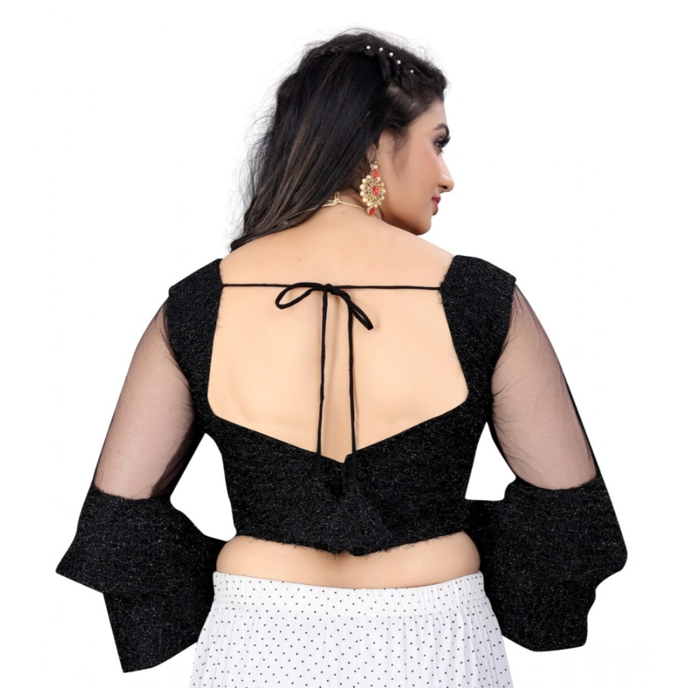 Generic Women's Organza Embroidery Readymade Blouse (Black, Size: Free Size) - Image 3