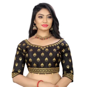 Generic Women'sย Phantom Embroidery Readymade Blouse (Black, Size: Free Size)