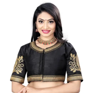 Generic Women'sย Phantom Embroidery Readymade Blouse (Black, Size: Free Size)