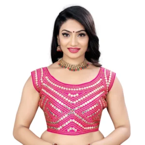 Generic Women'sย Phantom Embroidery Readymade Blouse (Pink, Size: Free Size)