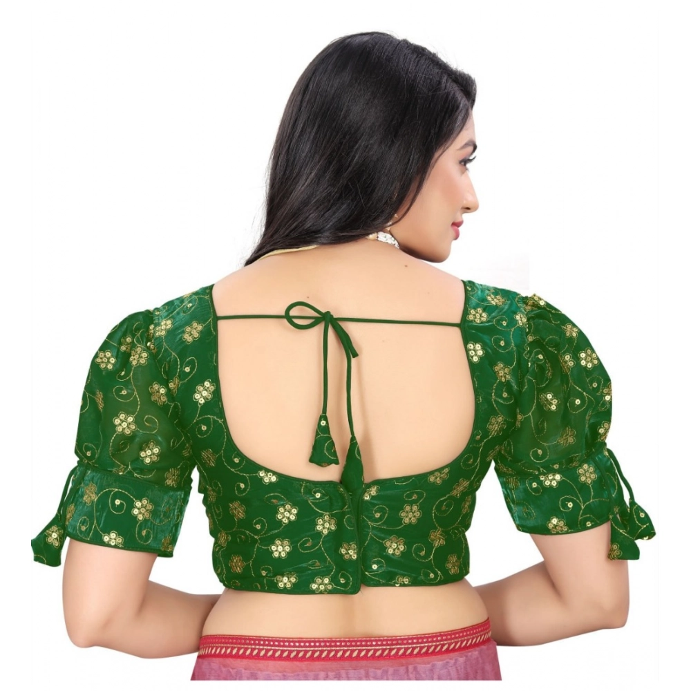 Generic Women's Jimmy Choo Embroidery Readymade Blouse (Green, Size: Free Size) - Image 4
