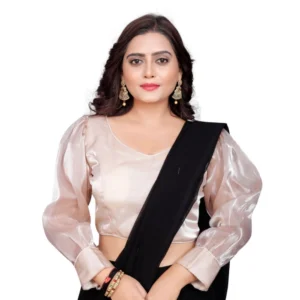 Generic Women'sย Organza Plain Readymade Blouse (Black, Size: Free Size)