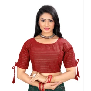 Generic Women'sย Cotton Thread Work Readymade Blouse (Red, Size: Free Size)