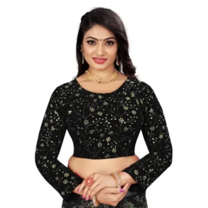 Generic Women'sย Velvet Embroidery Readymade Blouse (Black, Size: Free Size)