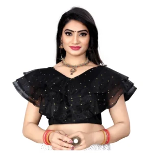Generic Women'sย Nylon Diamond Work Readymade Blouse (Black, Size: Free Size)