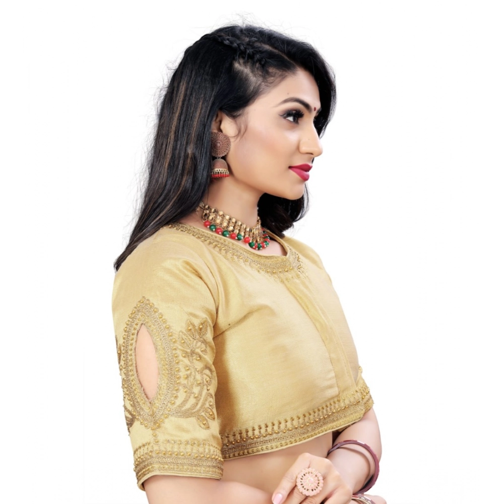 Generic Women's Phantom Embroidery Readymade Blouse (Beige, Size: Free Size) - Image 2