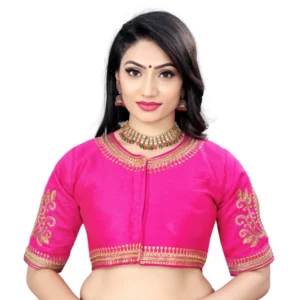 Generic Women'sย Phantom Embroidery Readymade Blouse (Pink, Size: Free Size)