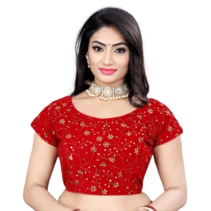 Generic Women'sย Velvet Sequins Readymade Blouse (Red, Size: Free Size)