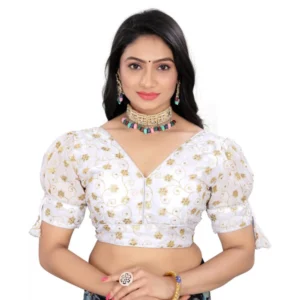 Generic Women'sย Jimmy Choo Embroidery Readymade Blouse (White, Size: Free Size)