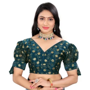 Generic Women'sย Jimmy Choo Embroidery Readymade Blouse (Teal, Size: Free Size)