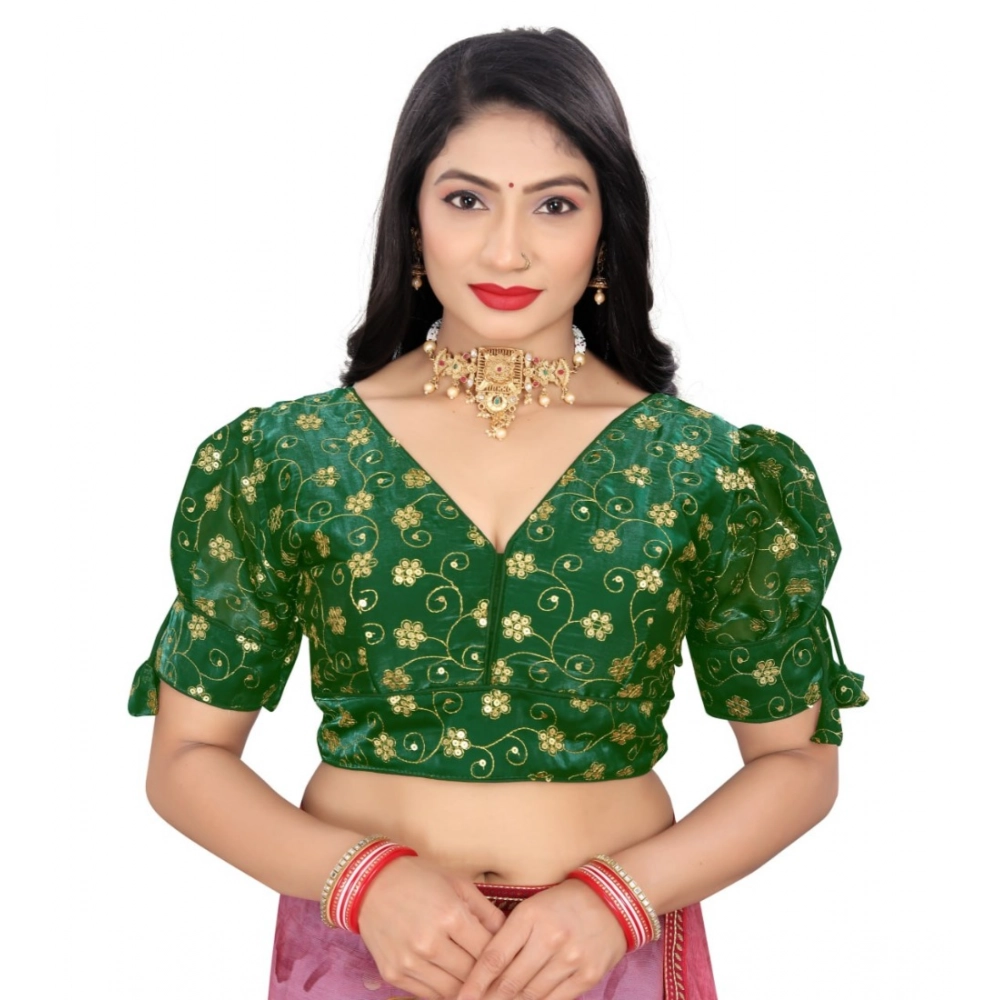 Generic Women's Jimmy Choo Embroidery Readymade Blouse (Green, Size: Free Size)