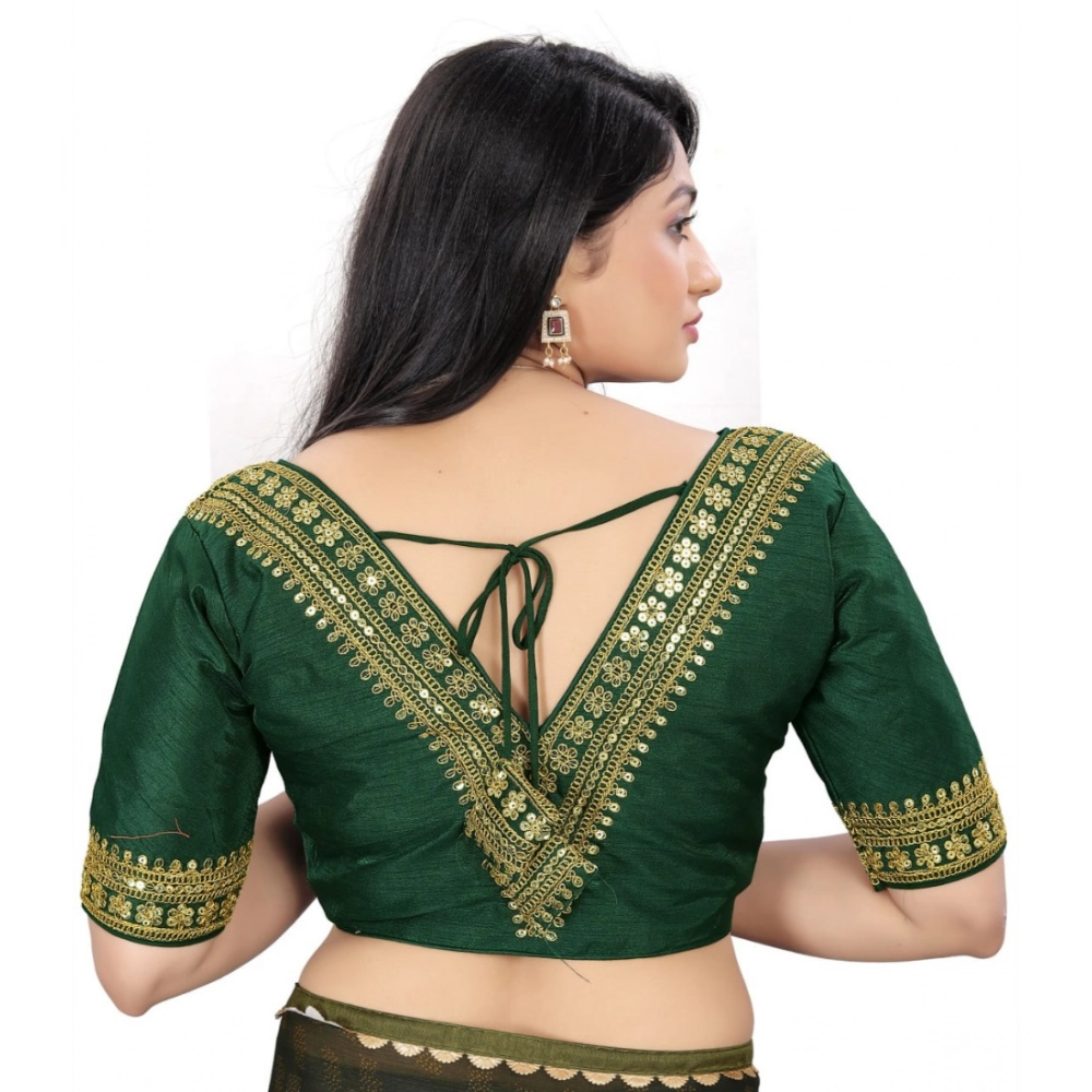 Generic Women's Banglory Embroidery Readymade Blouse (Green, Size: Free Size) - Image 4