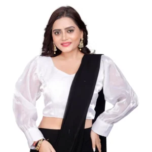 Generic Women'sย Organza Plain Readymade Blouse (White, Size: Free Size)