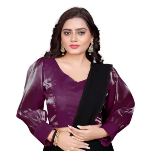 Generic Women'sย Organza Plain Readymade Blouse (Magenta, Size: Free Size)