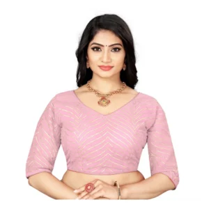 Generic Women'sย Georgette Embroidery Readymade Blouse (L.Pink, Size: Free Size)