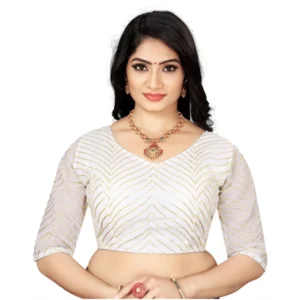 Generic Women'sย Georgette Embroidery Readymade Blouse (White, Size: Free Size)