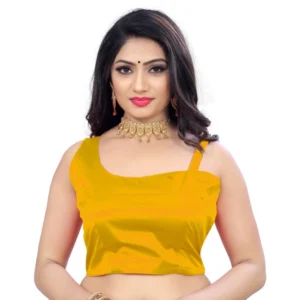 Generic Women'sย Satin Satin Readymade Blouse (Mustard, Size: Free Size)