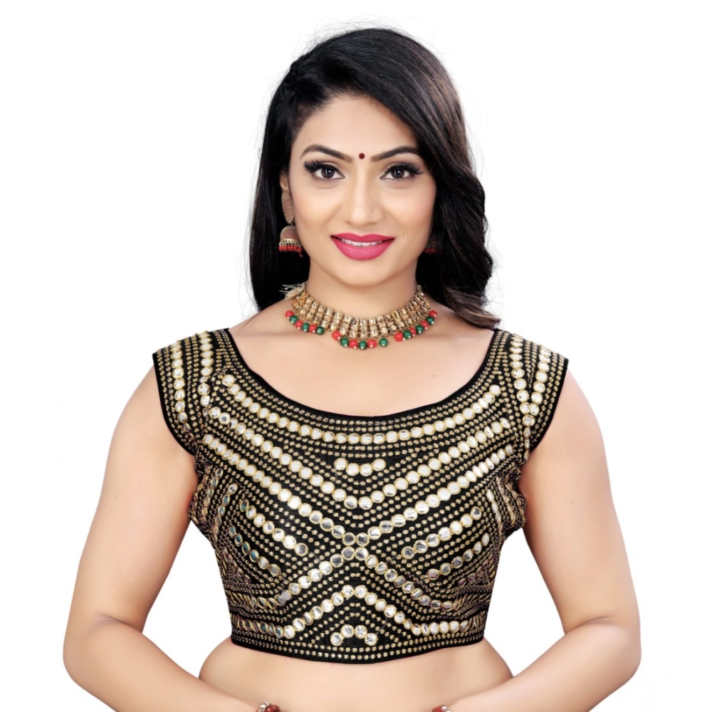 Generic Women's Phantom Embroidery Readymade Blouse (Black, Size: Free Size)