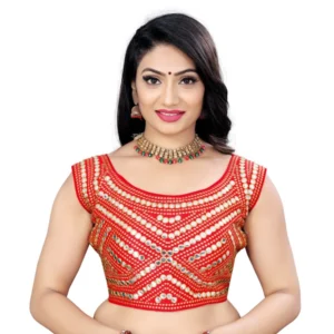 Generic Women'sย Phantom Embroidery Readymade Blouse (Red, Size: Free Size)