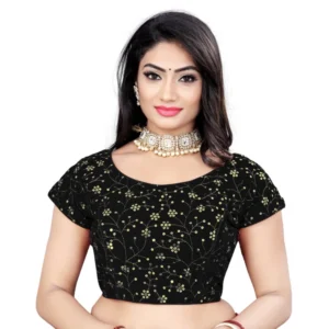 Generic Women'sย Velvet Sequins Readymade Blouse (Black, Size: Free Size)