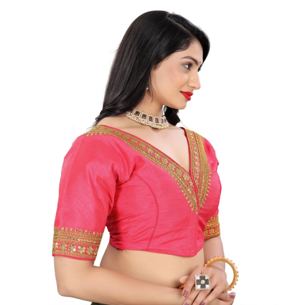 Generic Women's Banglory Embroidery Readymade Blouse (Pink, Size: Free Size) - Image 3