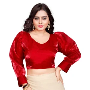 Generic Women'sย Organza Plain Readymade Blouse (Red, Size: Free Size)