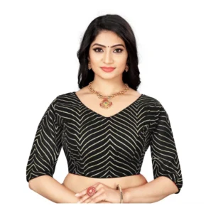 Generic Women'sย Georgette Embroidery Readymade Blouse (Black, Size: Free Size)