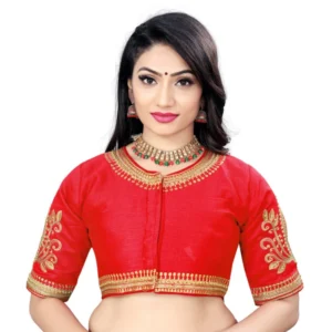 Generic Women'sย Phantom Embroidery Readymade Blouse (Red, Size: Free Size)