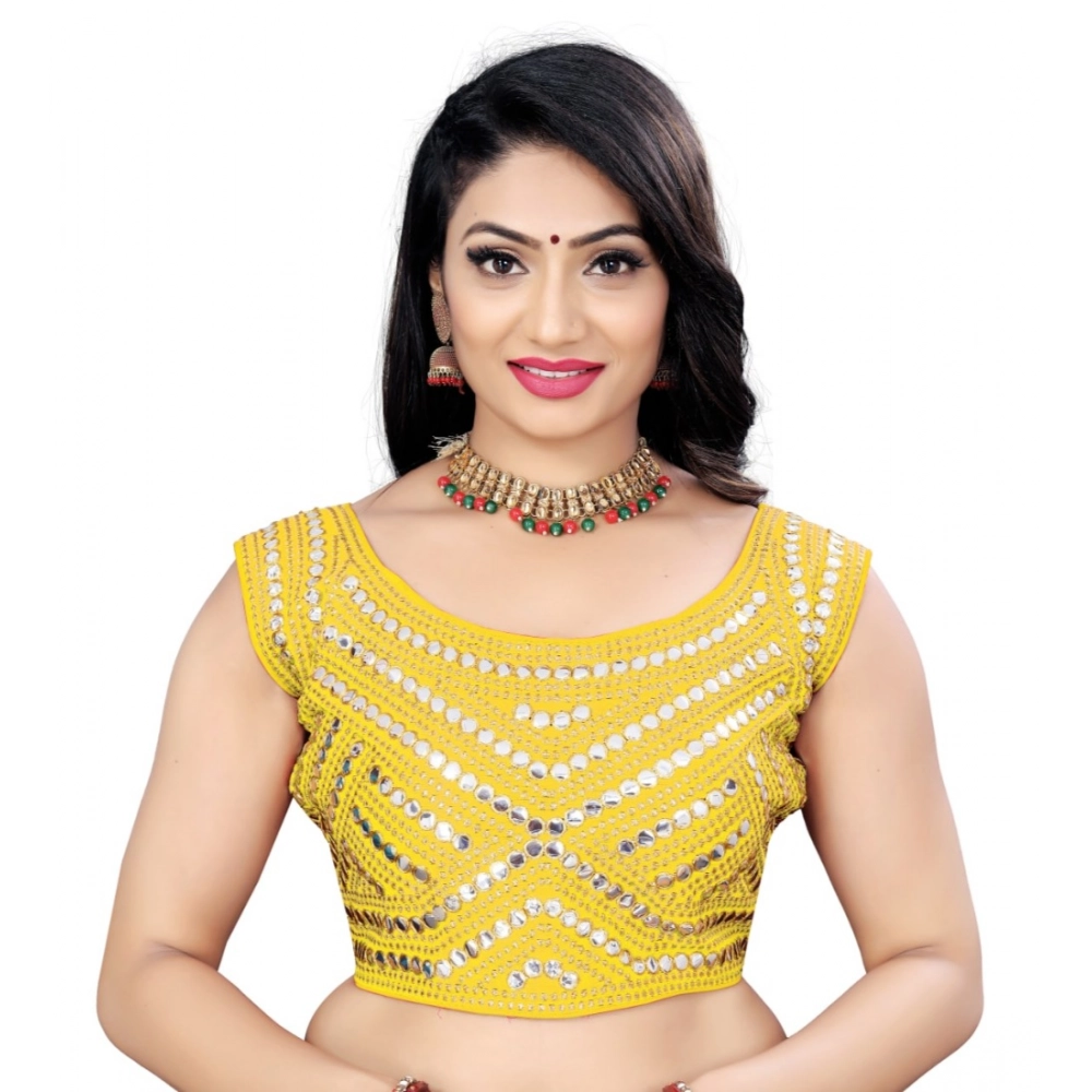 Generic Women's Phantom Embroidery Readymade Blouse (Yellow, Size: Free Size)