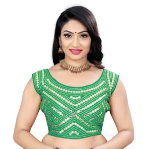 Generic Women'sย Phantom Embroidery Readymade Blouse (Green, Size: Free Size)