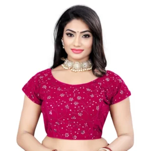 Generic Women'sย Velvet Sequins Readymade Blouse (Pink, Size: Free Size)