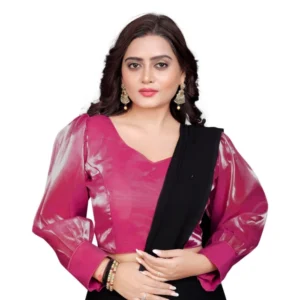 Generic Women'sย Organza Plain Readymade Blouse (Pink, Size: Free Size)